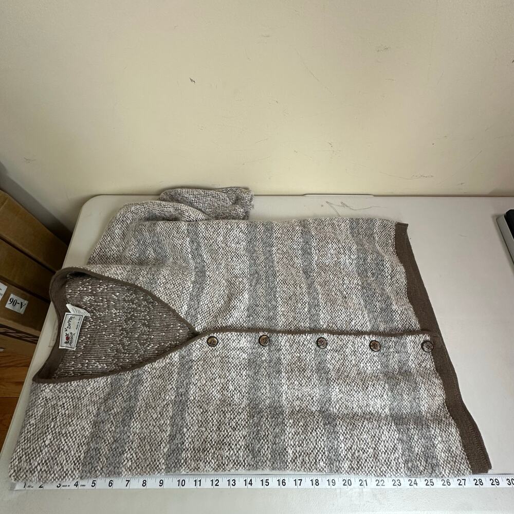 Maglia Donna Italy Wool Angora Cardigan Sweater Brown Size M Euro Chic Layer 90s - Picture 5 of 8